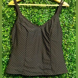 Miraclesuit Tankini Swimsuit Top Black w/polkadots Size 16 Style #60657